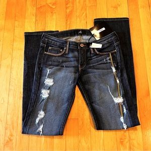 | A7 Jeans | Swarovski crystals embellished gold chain jeans